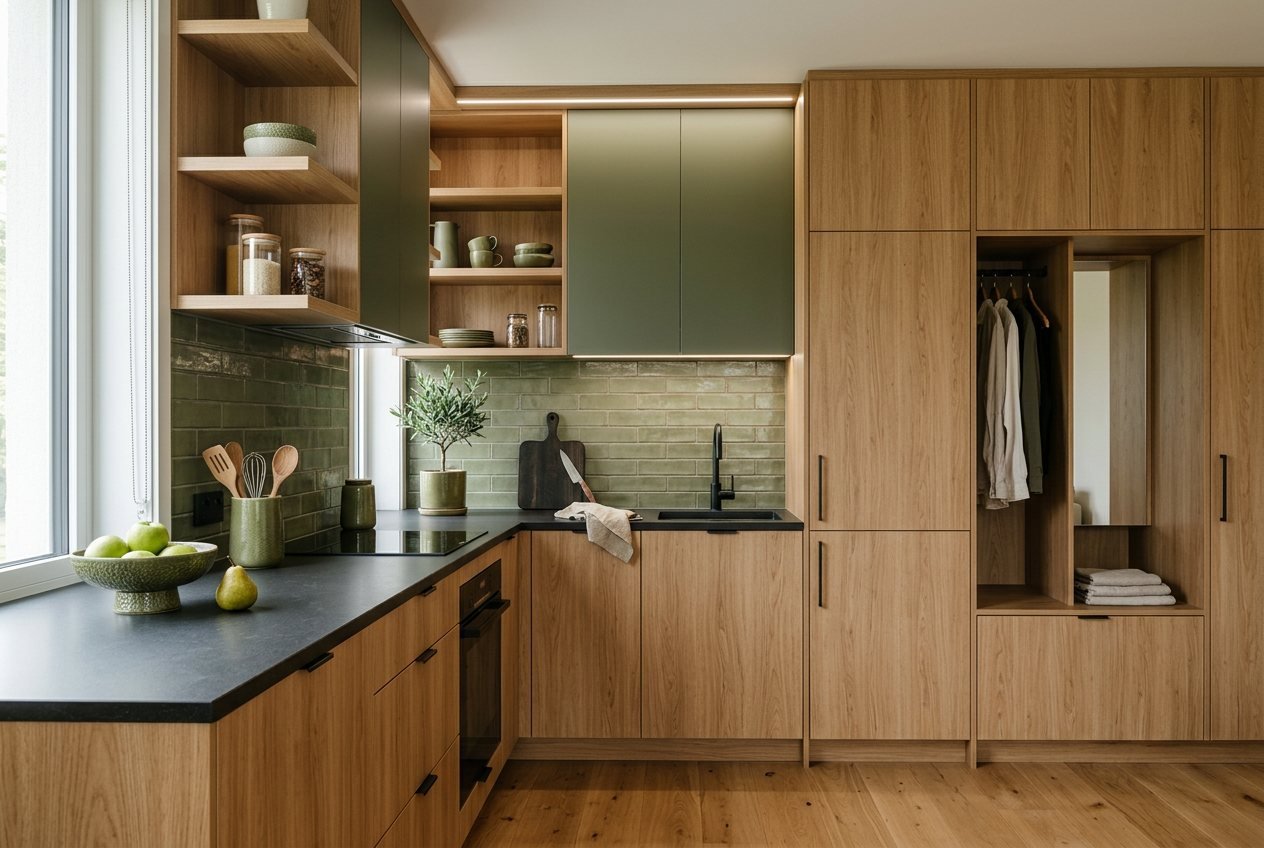 Cocina en melamínico roble